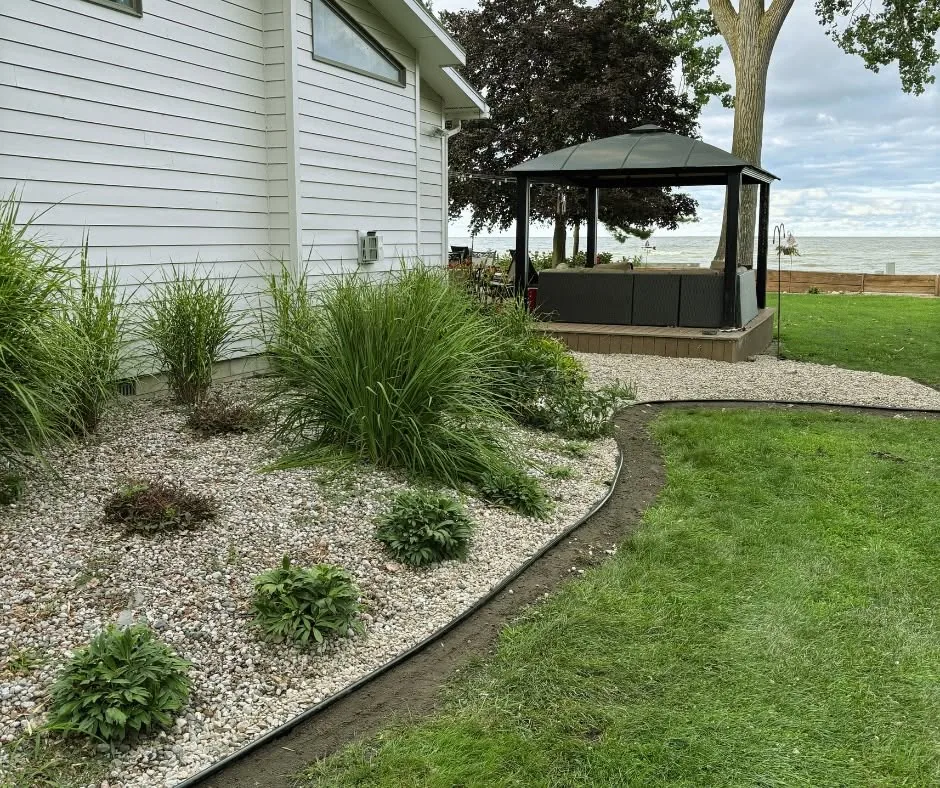 Black mulch bed with a clean finished edge