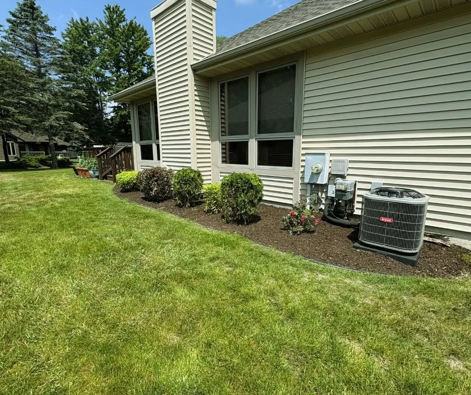 Front lawn with clean mowing lines and finished edges